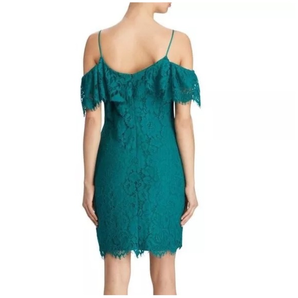 Lauren Ralph Lauren Green Lace Cold Shoulder Dress in Size 4P - Picture 2 of 4